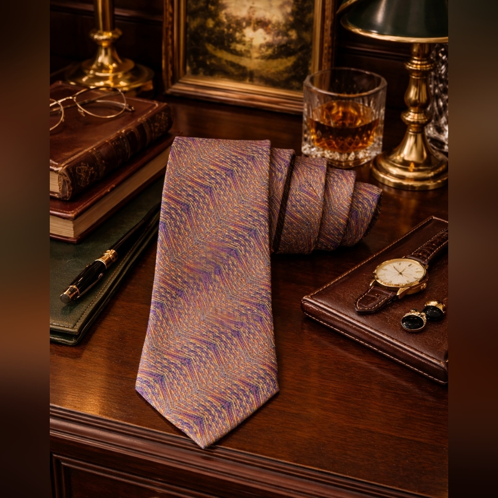 Vintage Missoni 100% Silk Classic Chevron Print Tie EUC